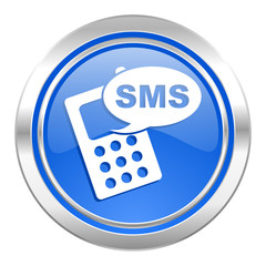 sms icon, blue button, phone sign