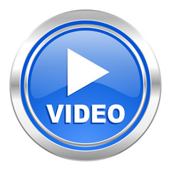 video icon, blue button