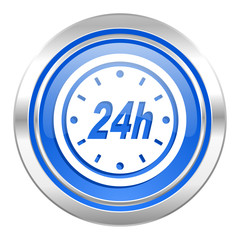 24h icon, blue button