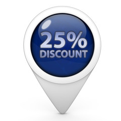 Discount 25 pointer icon on white background