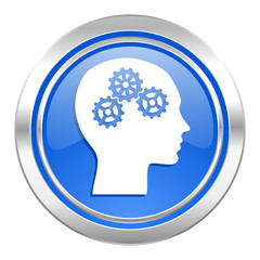 head icon, blue button, human head sign