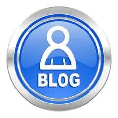 blog icon, blue button