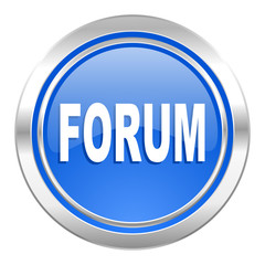 forum icon, blue button