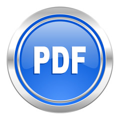 pdf icon, blue button
