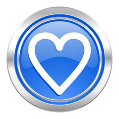 heart icon, blue button, love sign