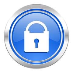 padlock icon, blue button, secure sign