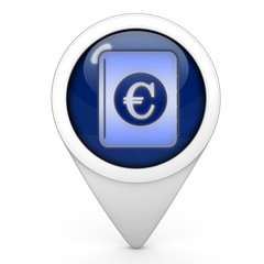 euro money book pointer icon on white background