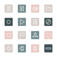 Media player web icons set