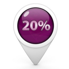 Twenty percent pointer icon on white background