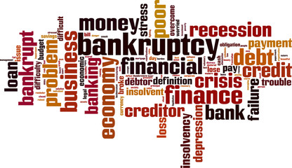 Bankruptcy word cloud concept. Vector illustration