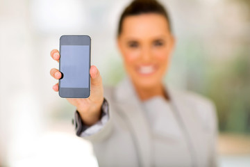 woman showing her smart phone