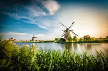 Foto op Canvas Historici Nederlandse windmolens in de buurt van Rotterdam © Massimiliano Agati
