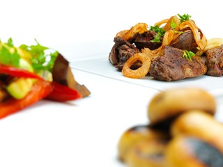 grilled fresh meat and vegetables