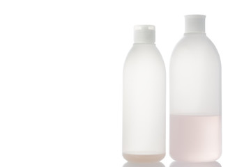 Old shampoo bottle isolated on white background.clipping path.