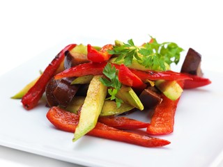 grilled fresh meat and vegetables