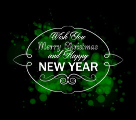 Merry christmas and happy new year greeting card