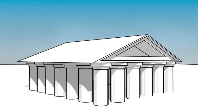 sketched greek temple