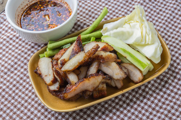 charcoal-boiled pork neck,Grill pork (Thai style food)