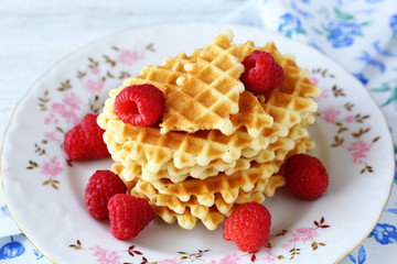 Waffle crisp in a white plate