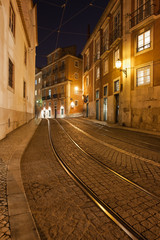 Fototapeta na wymiar Street at Night in the City of Lisbon
