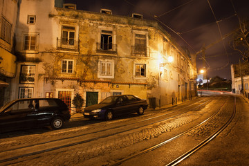Obraz premium Old City of Lisbon in Portugal at Night