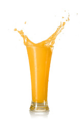 Fototapeta na wymiar Orange Juice Splash in A Glass