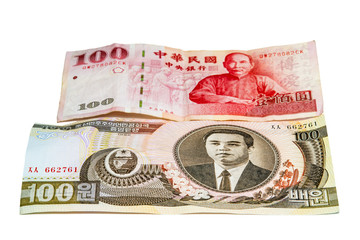 Geldscheine aus Korea und Taiwan