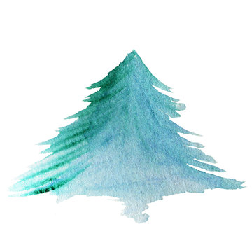 Christmas tree  in watercolor style isolated on white background