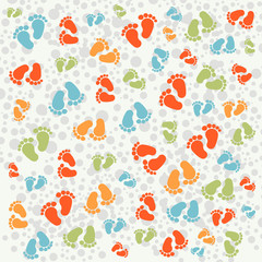 Vector texture background baby footprints traces