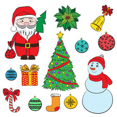 Vector set Christmas and New Year's decorative elements