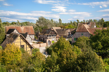 Maisons anciennes alsaciennes à Ungersheim, Alsace