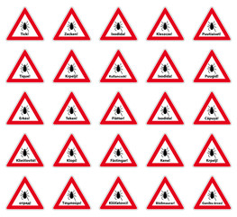 tick warning label in 25 languages