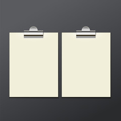 template of white paper clip with a gray background