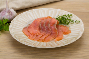 Sliced salmon
