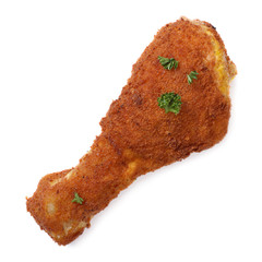 roasted chicken drumstick dipped in batter closeup isolated