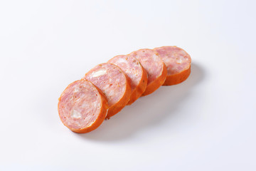 Sliced smoked pork sausage