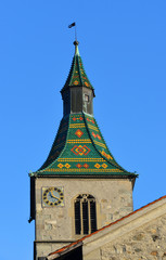 Glockenturm der Sankt Jodok Kirche Ravensburg