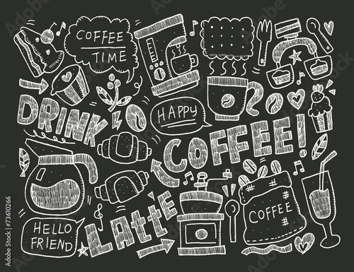 Doodle Coffee Wall Mural Wallpaper Murals Wallsheaven Notkoo2008