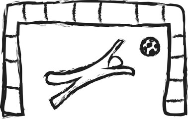 doodle  soccer goalkeeper trying to stop goal symbol