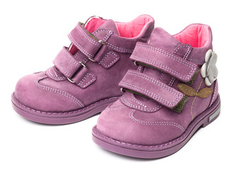 magenta children`s boots