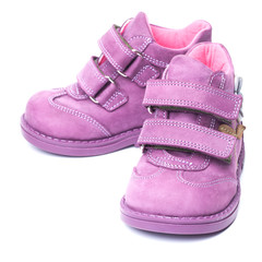 magenta children`s boots