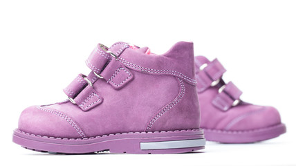 magenta children`s boots