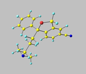 Escitalopram molecule isolated on grey