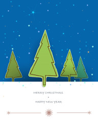 Christmas  Greeting Card design-pine tree paper torn