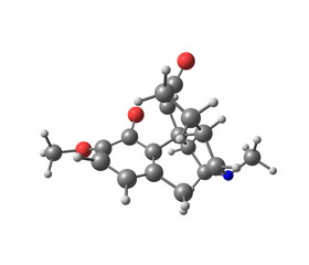 Hydrocodone molecule isolated on white