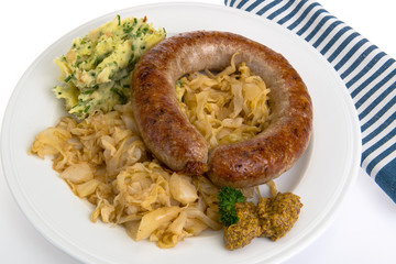 Bratwurst - angerichtet auf einem Teller