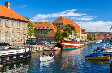 Boats on a canal in Copenhagen, Denmark