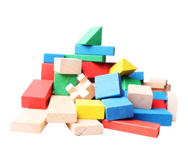 stack of colorful wooden blocks for children