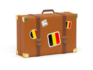 Suitcase with flag of belgium