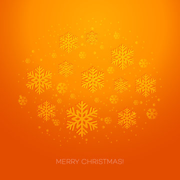 Merry Christmas greeting card with snowflakes